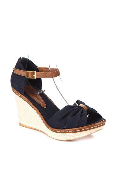 Fox Shoes Navy Blue Women's Wedge Heeled Shoes 9674040505