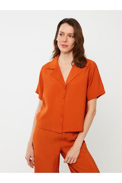 LC Waikiki Women's Shirt Collar Pajama Set - Short Sleeve