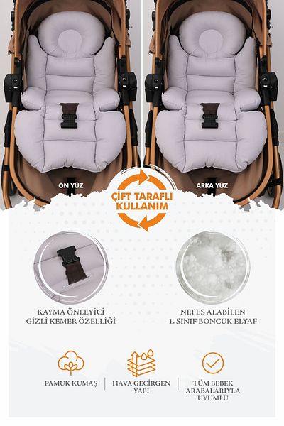 Umaybebek Orthopedic Baby Stroller Cushion with Waist Support, Cotton Fabric - Original Product