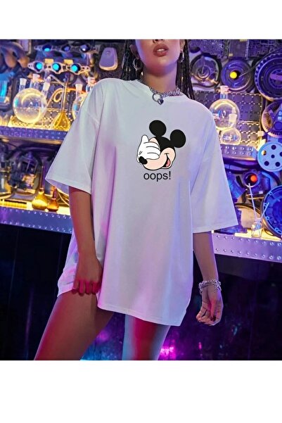 Machetta Μπλουζάκι Unisex Oversize Λευκό με στάμπα Mickey