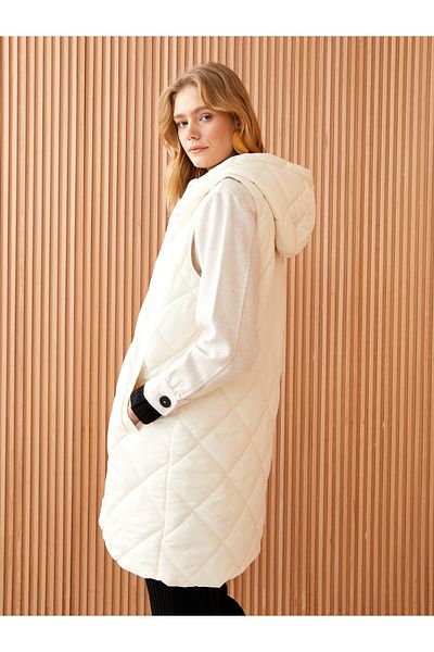 LC Waikiki Hooded Quilted Patterned Women's Puffer Vest