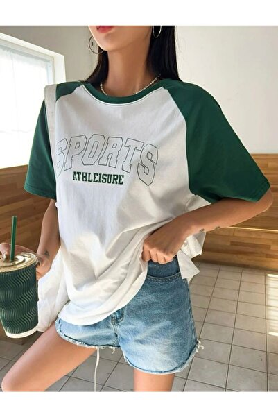 AFROGİYİM Γυναικείο μπλουζάκι Athleisure Sports με στάμπα Oversize