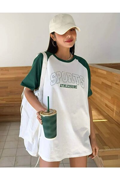 AFROGİYİM Γυναικείο μπλουζάκι Athleisure Sports με στάμπα Oversize