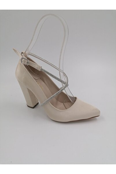 SOLMAZ Ermod 1407 Золоті атласні туфлі на підборах зі стразами