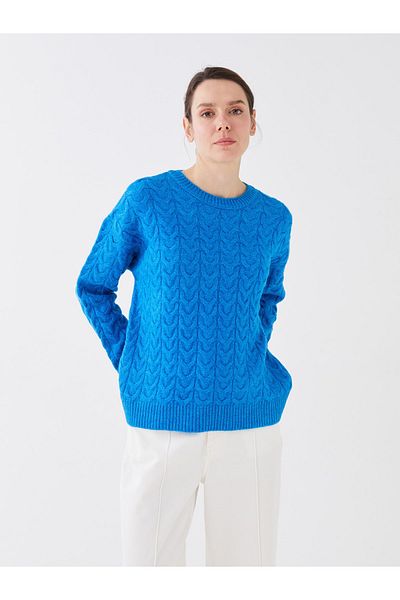 LC Waikiki Pulover de damă cu mânecă lungă și decolteu cu model