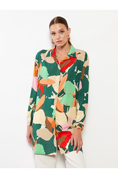 LC Waikiki Inggalléros mintás hosszú ujjú viszkóz női tunika