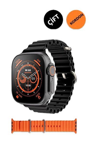 UMAİ Watch 8 Ultra Çift Kordon Kilitli Vidalı 49mm 2.05 Inch Ios Ve Android U...