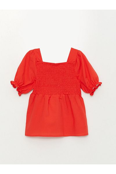 LC Waikiki Square Neck Basic Short Sleeve Girl's Blouse