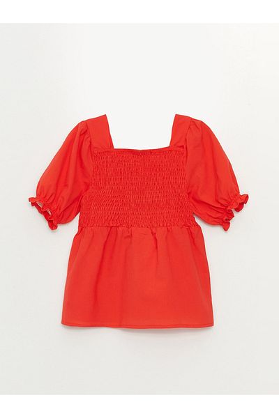 LC Waikiki Square Neck Basic Short Sleeve Girl's Blouse