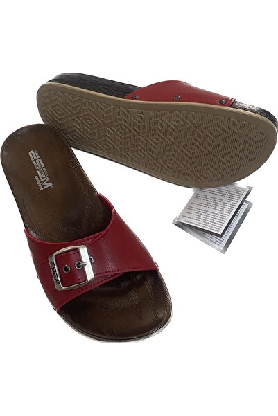 Esem Kadın Kırmızı Tek Toka Anatomik Taban Terlik