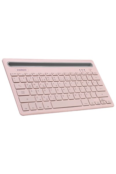 Everest Kb-bt82 Pembe Bluetooth Ultra Ince Şarjlı Mac Win Android İos Uyumlu Tablet Standlı Kablosuz Klavye
