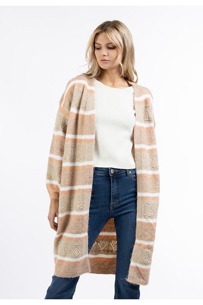 USHA FESTIVAL Strick Long Cardigan carnea