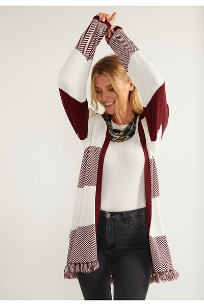 USHA FESTIVAL offener Strick Cardigan carnea