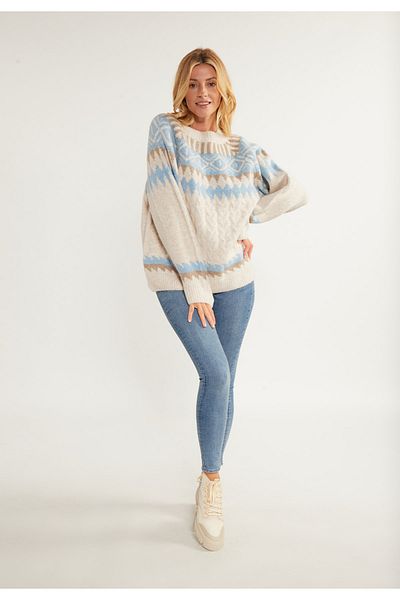 USHA Lynnea Strickpullover – Blauer Aufkleber
