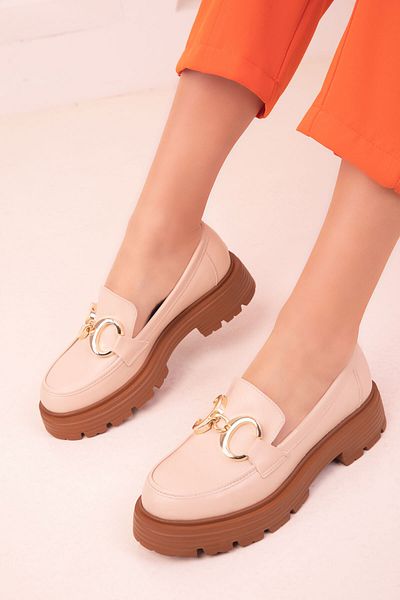 SOHO Beige Women's Loafer Shoes 17813