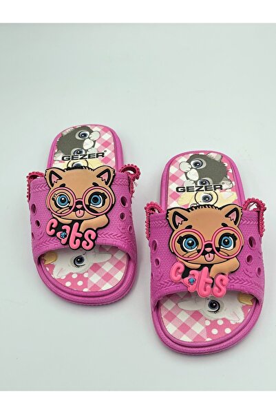 GEZER Kedi Desenli Bebe Lastikli Sandalet Terlik