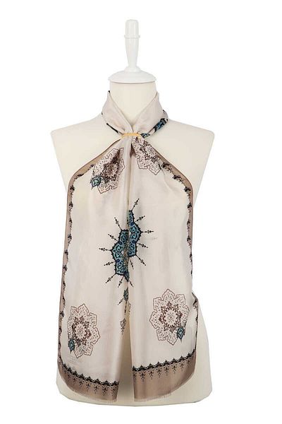 Bursa İpek Mink Brown Naveled Voile Silk Scarf