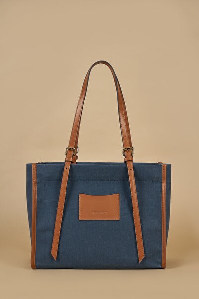 Twinsaction Kanvas Tote Denim Mavi