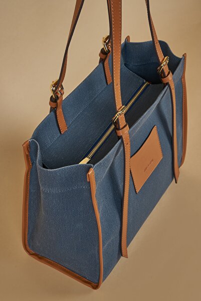 Twinsaction Kanvas Tote Denim Mavi