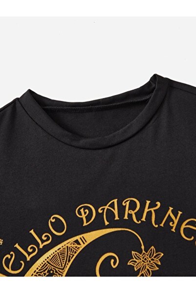 Machetta Μπλουζάκι Unisex μεγάλου μεγέθους Hello Darkness με εμπριμέ μαύρο oversize