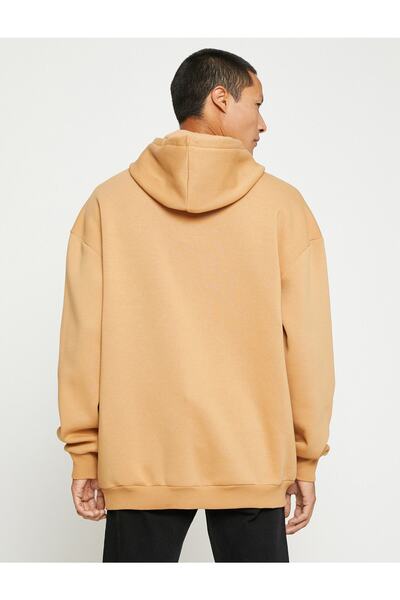 Koton Kapşonlu Oversize Sweatshirt Şardonlu Uzun Kollu