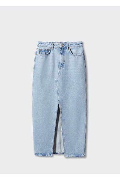 MANGO Woman Yırtmaçlı Denim Etek