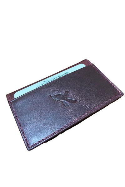 Karalı Deri Δερμάτινη θήκη για διπλή κάρτα Claret Red K5896