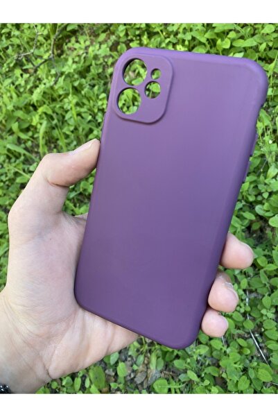 I Phone 11 Lüx Lansman Düz Renk Kamera Korumalı Kılıf - Mor