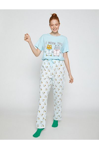 Koton Pyjama - Grün - Mit Slogan