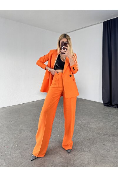 MOCCHI Rossi Linen Palazzo - طقم بدلة نسائي