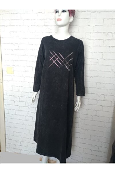 anne moda ankara Işıltılı %100 Pamuklu Terletmez Bilek Boy Elbise