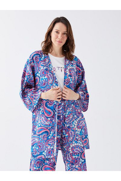 LC Waikiki Shawl Collar Patterned Oversize Women's Kimono