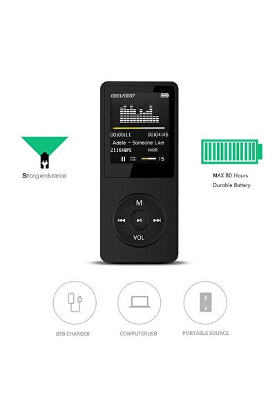 Dynego Bluetooth Mp3-mp4 Player Çalar Ses Kayıt Ve Hoparlör Fm Radyolu Şarjlı Dahili 8gb