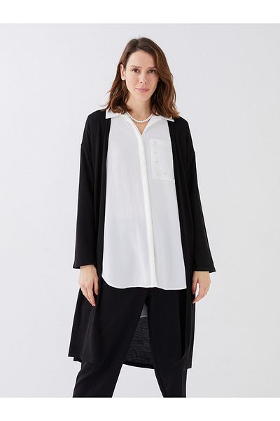 LC Waikiki Women's Knitwear Cardigan - Shawl Collar, Solid, Long Sleeve