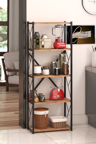 Cosargroup Metal Mutfak Rafı Malzeme Dolabı 5 Raflı Mikrodalga Fırın Rafı Çok Amaçlı Dolap Raf 150 Cm Atlantik