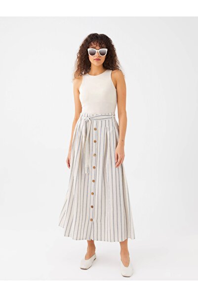 LC Waikiki Γυναικεία ριγέ φούστα με λάστιχο μέση