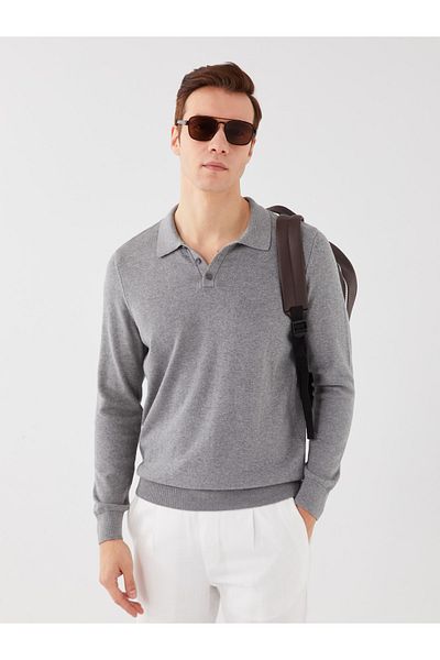 LC Waikiki Men's Knitwear Sweater - Polo Collar, Long Sleeve