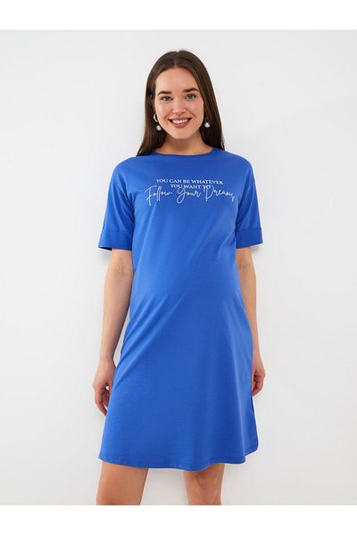 LC Waikiki Φόρεμα εγκυμοσύνης - Crew Neck, Printed, Κοντό μανίκι