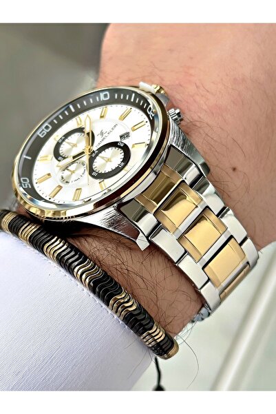 Daniel Klein Çelik Kordonlu Takvimli Erkek Kol Saati - Hematit Taş Özel Bileklik Hediye