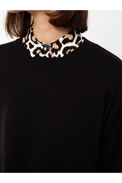 LC Waikiki Crew nyakú sima, hosszú ujjú, túlméretezett női kötöttáru pulóver