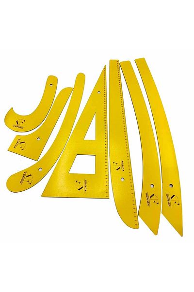 Kuffon Riga Ruler Set Wooden 7 Pieces