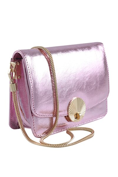 Twinsaction Lucetta Pembe Lamine Deri Omuz Çantası