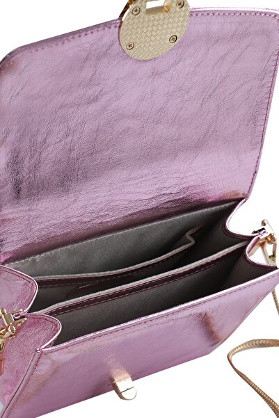 Twinsaction Lucetta Pembe Lamine Deri Omuz Çantası