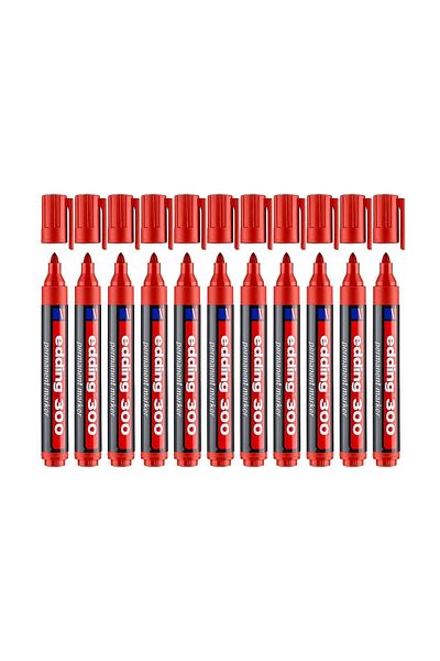 Edding 300 Permanent Marker Round Tip Pen 10 Pieces Red