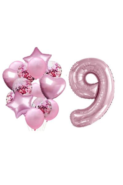 parti sürprizi مجموعة بالونات من الفويل الوردي لعمر 9 سنوات