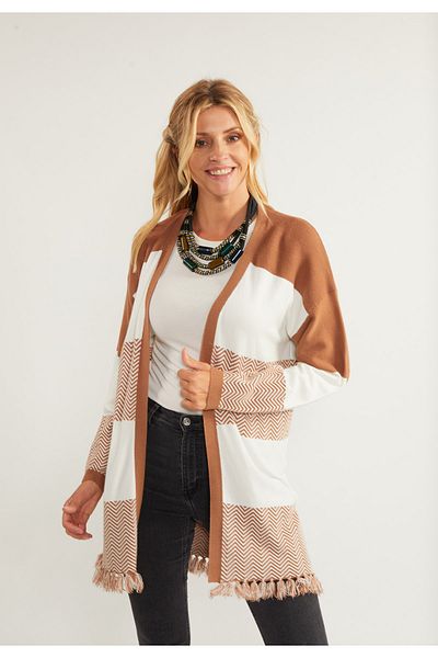 USHA FESTIVAL offener Strick Cardigan carnea