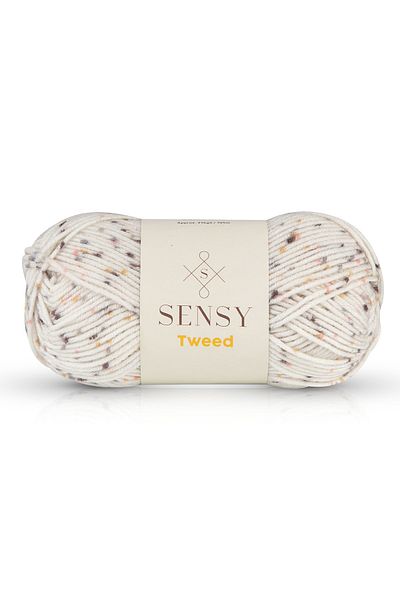 SENSY Premium Tweed Χειροποίητο νήμα πλεξίματος Beanie Scarf Floss Ζακέτα πουλόβερ Σχοινί Οικιακό Υφασμάτινο Νήμα Λευκό