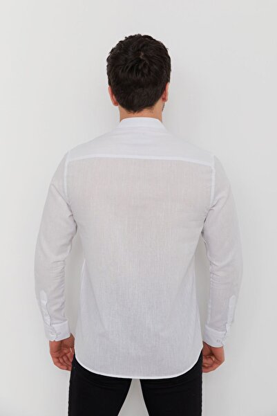 Cazador Caz 2021 Однобортна сорочка з коміром-стійкою для чоловіків з льону