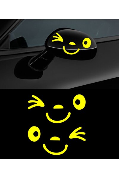 Melek Pazarı 12 X 6 Cm 2 Pieces Winking Face Car Mirror Sticker