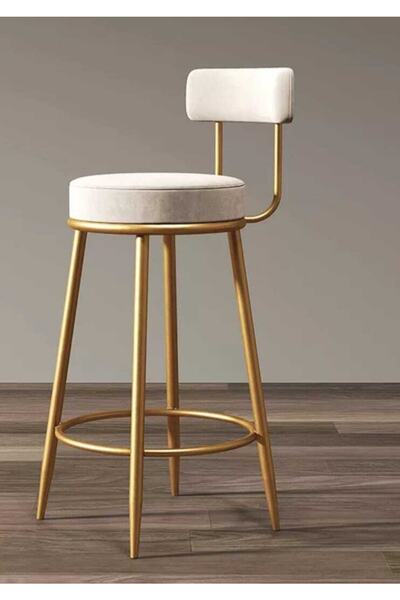 J&S QUALİTY Montaj Gerektirmez Hazır Bar Sandalyesi Ika, Şık Kadın Tasarımı Krom Kaplama 65 Cm Ada Mutfak